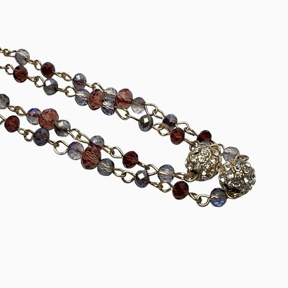 Beaded Necklaces Lot 2 Translucent Purple Black Faceted Sparkly Rhinestones Long - Picture 4 of 11